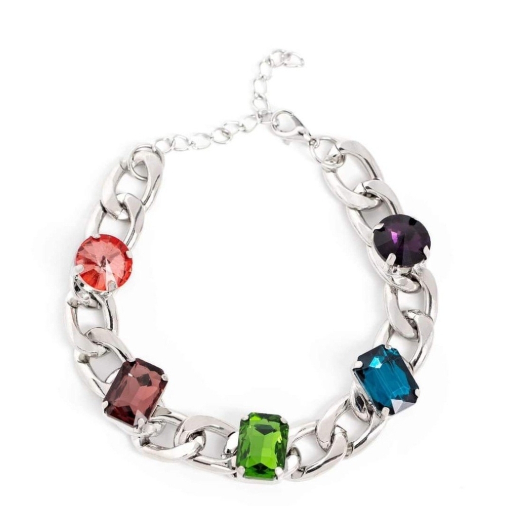 Paparazzi Red and Purple Gemstone Bracelet Fearlessly Fastened Multi Jewelry